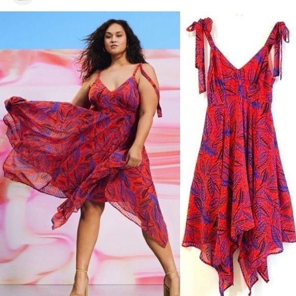 Alexis x Target Red Leaf Tie Strap Dress Size XS - Picture 1 of 7